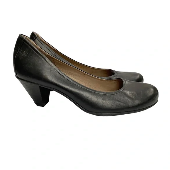 Ecco Shoes Ecco Black Leather Classic Pumps Heels Dress Work